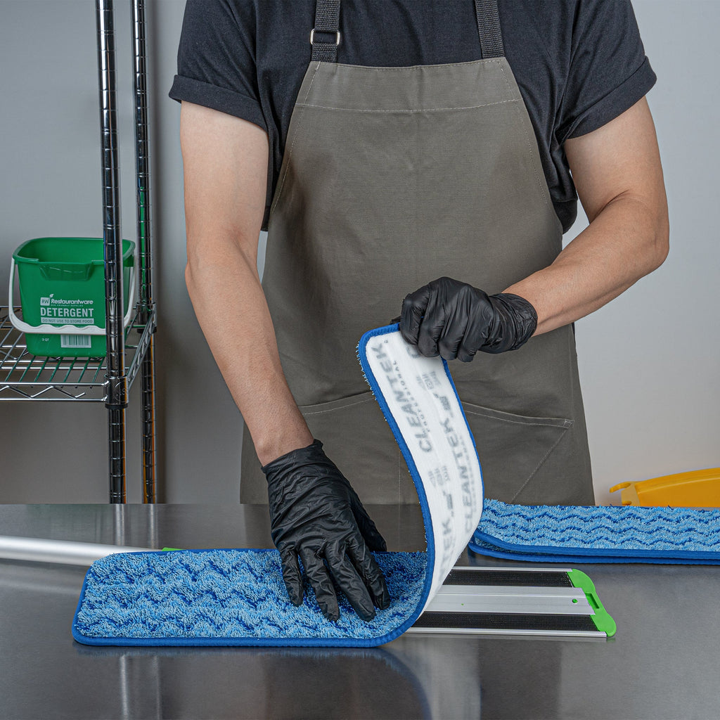 Clean Tek Professional Blue Microfiber Hook and Loop Wet / Dry Mop Pad - Zig Zag - 25 1/2" - 1 count box