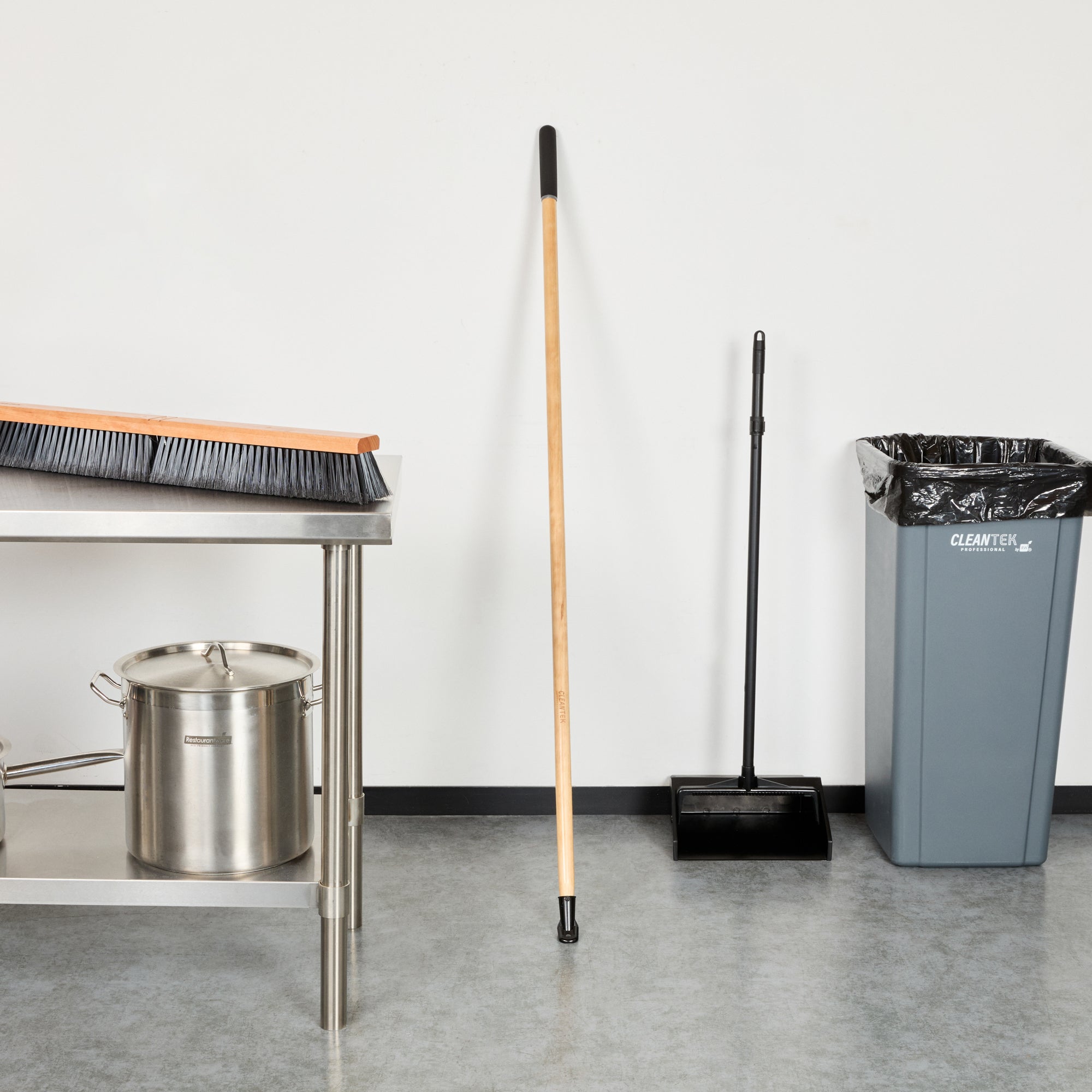 Clean Tek Professional Wood Bolt Tip Push Broom Handle - 60" - 1 count box