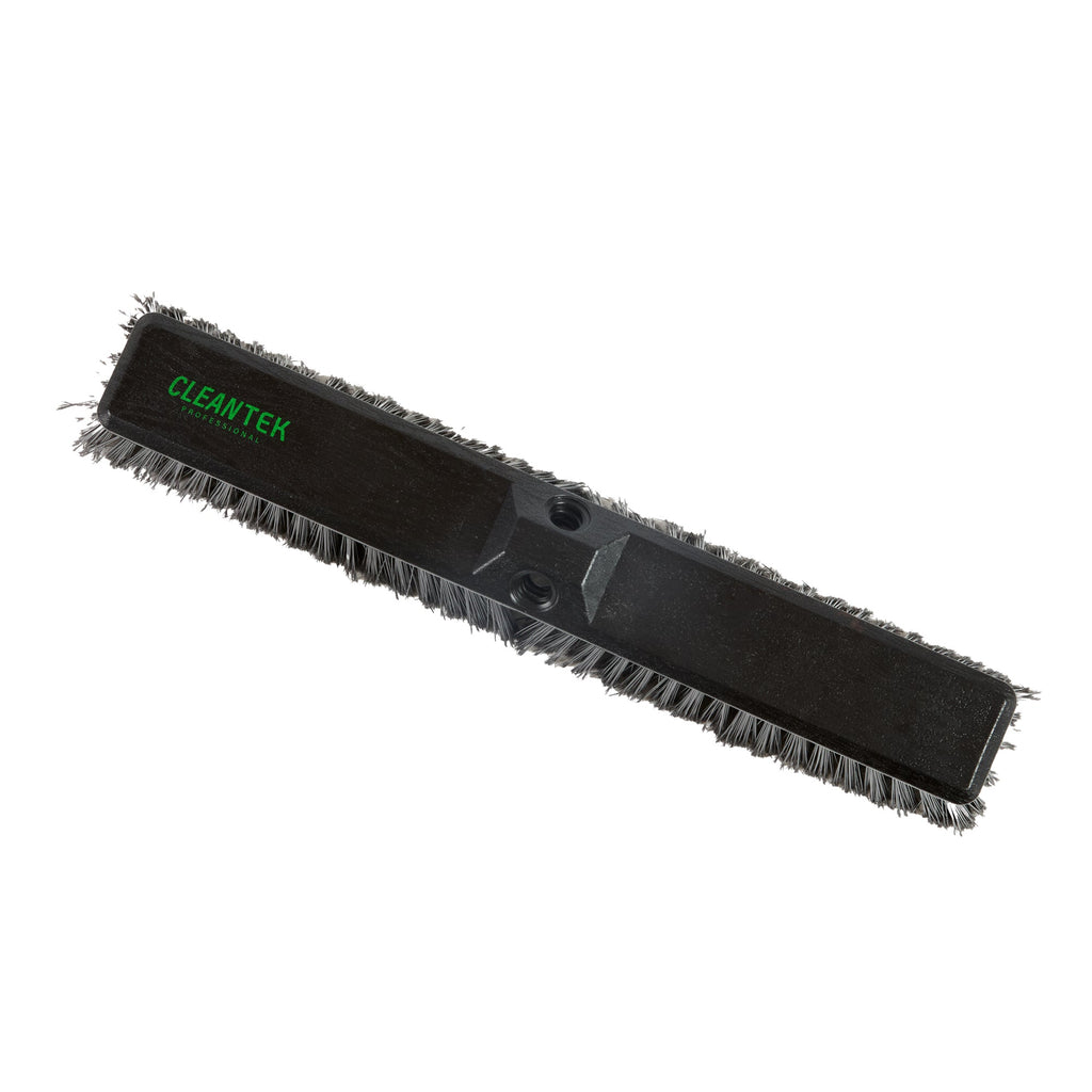 Clean Tek Professional 17 1/4" Black Plastic Push Broom Head - with Medium Flagged Bristles - 1 count box