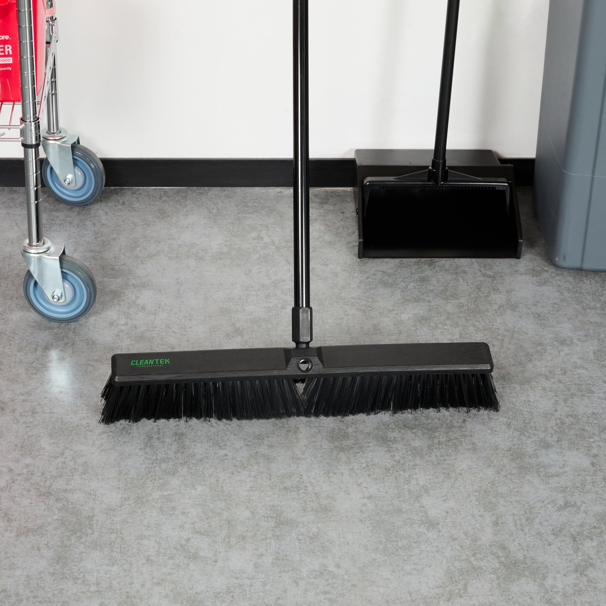 Clean Tek Professional 23 1/2" Black Plastic Push Broom Head - with Medium Flagged Bristles - 1 count box