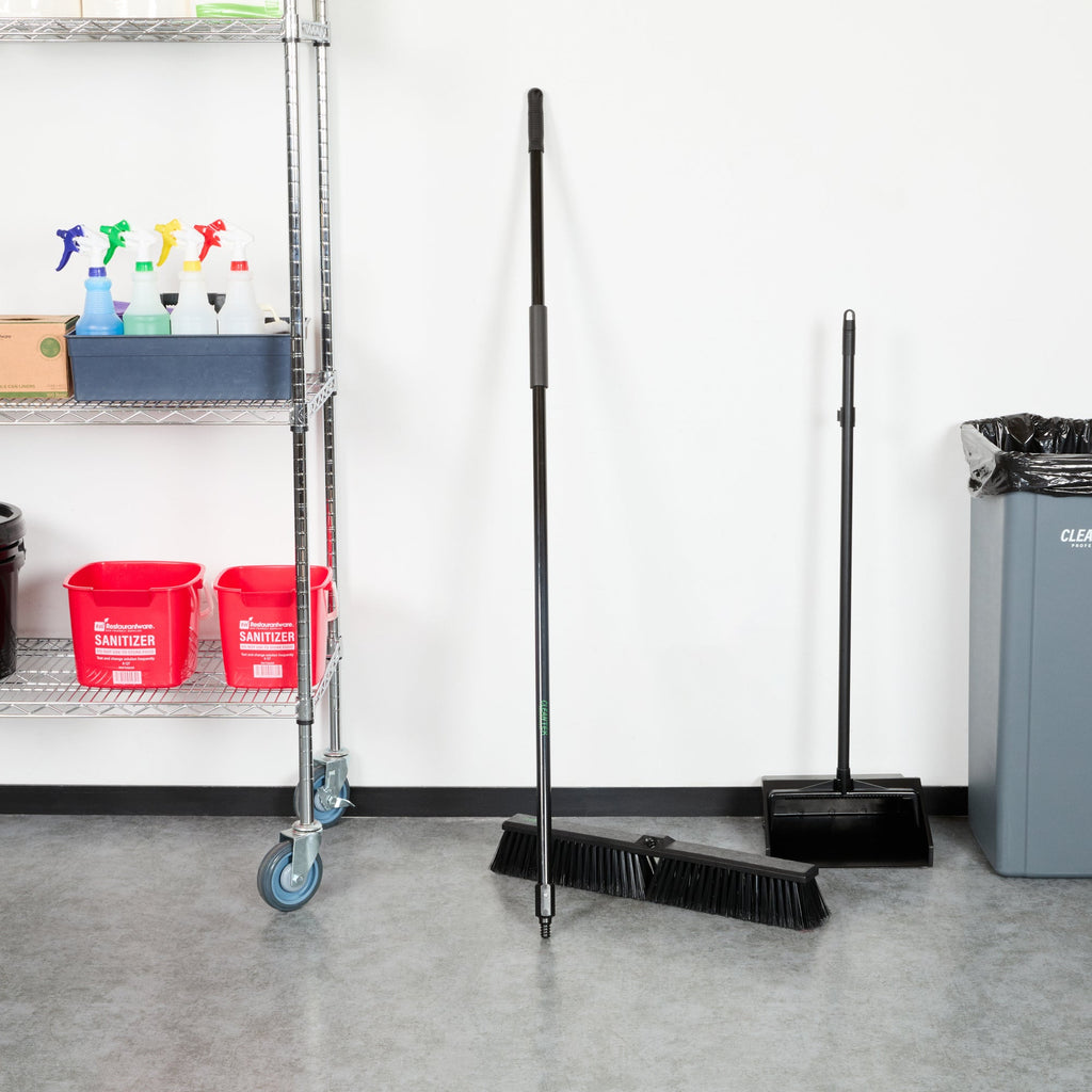 Clean Tek Professional Black Steel Push Broom Handle - Threaded - 59" - 1 count box