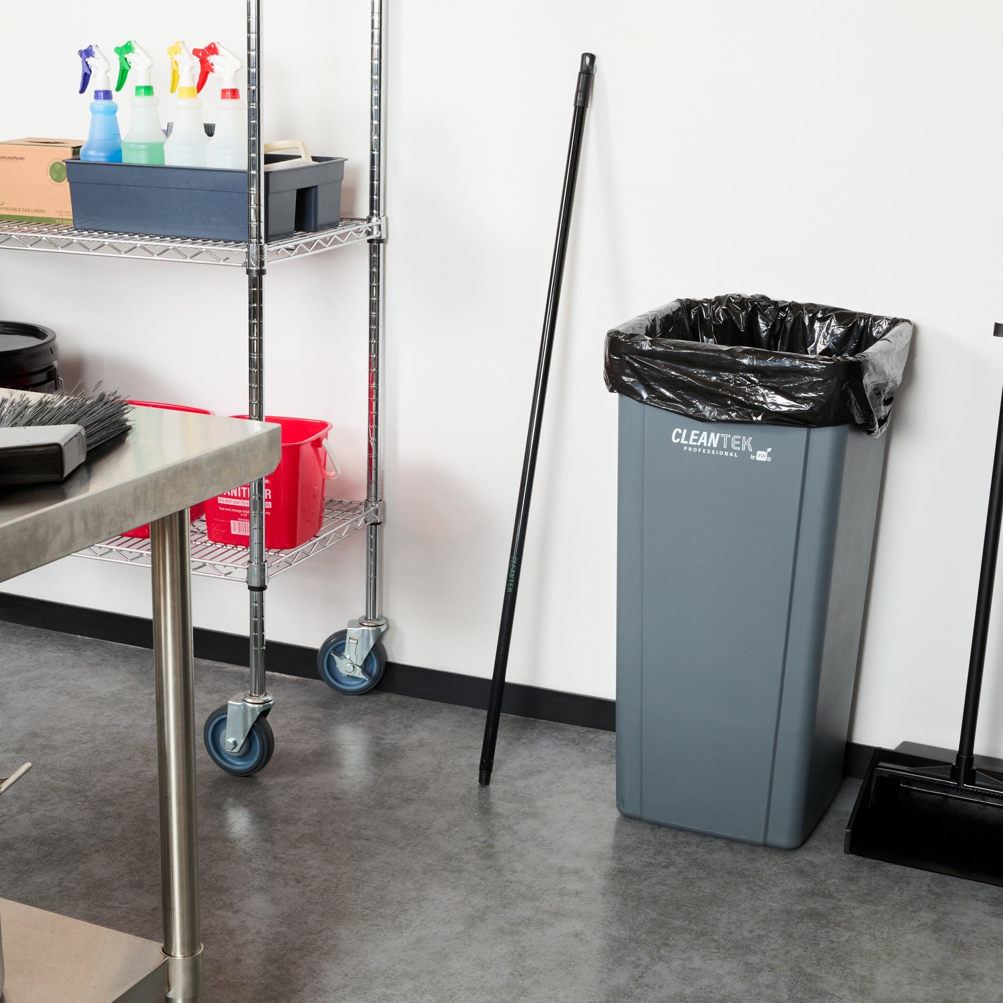 Clean Tek Professional Black Steel Angled Broom Handle - Threaded - 48" - 1 count box