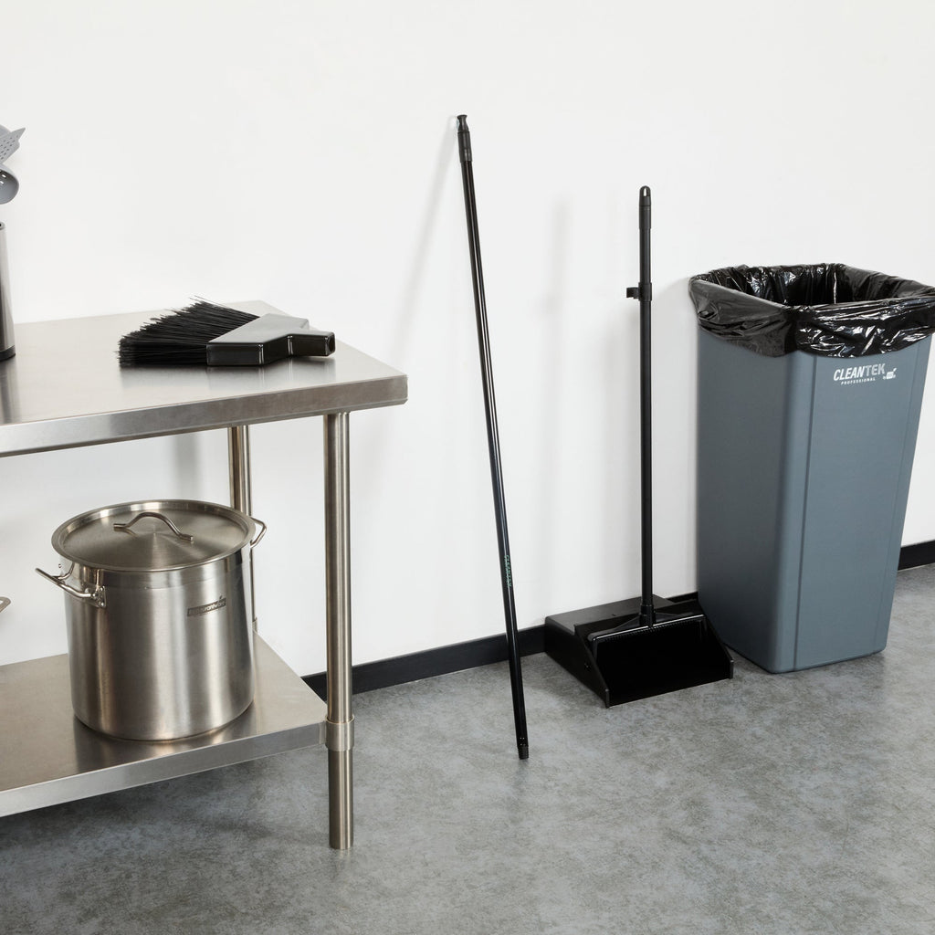 Clean Tek Professional Black Steel Angled Broom Handle - Threaded - 48" - 1 count box