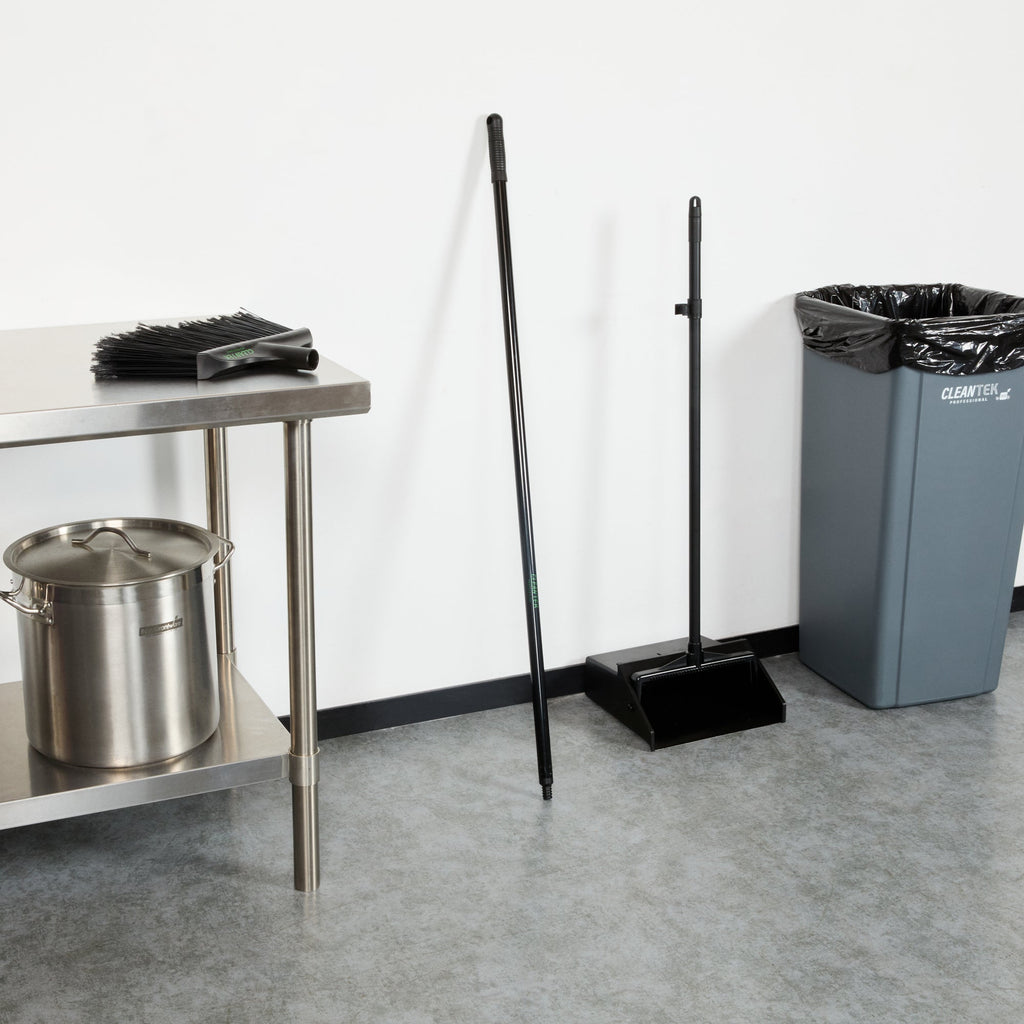 Clean Tek Professional Black Steel Wide Angled Broom Handle - Threaded - 48" - 1 count box