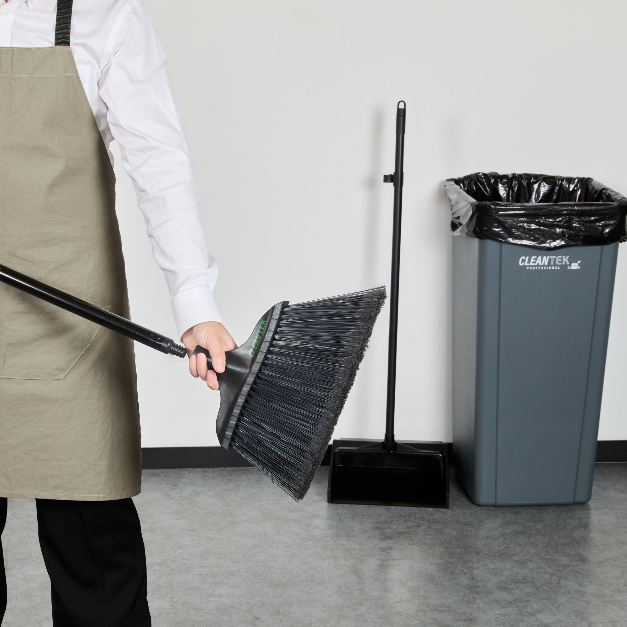 Clean Tek Professional Black Steel Wide Angled Broom Handle - Threaded - 48" - 1 count box