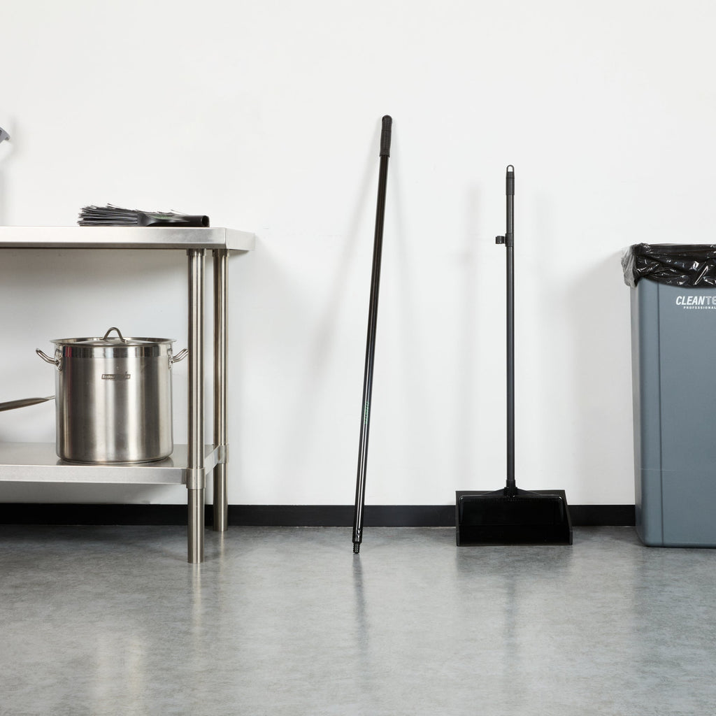 Clean Tek Professional Black Steel Wide Angled Broom Handle - Threaded - 48" - 1 count box