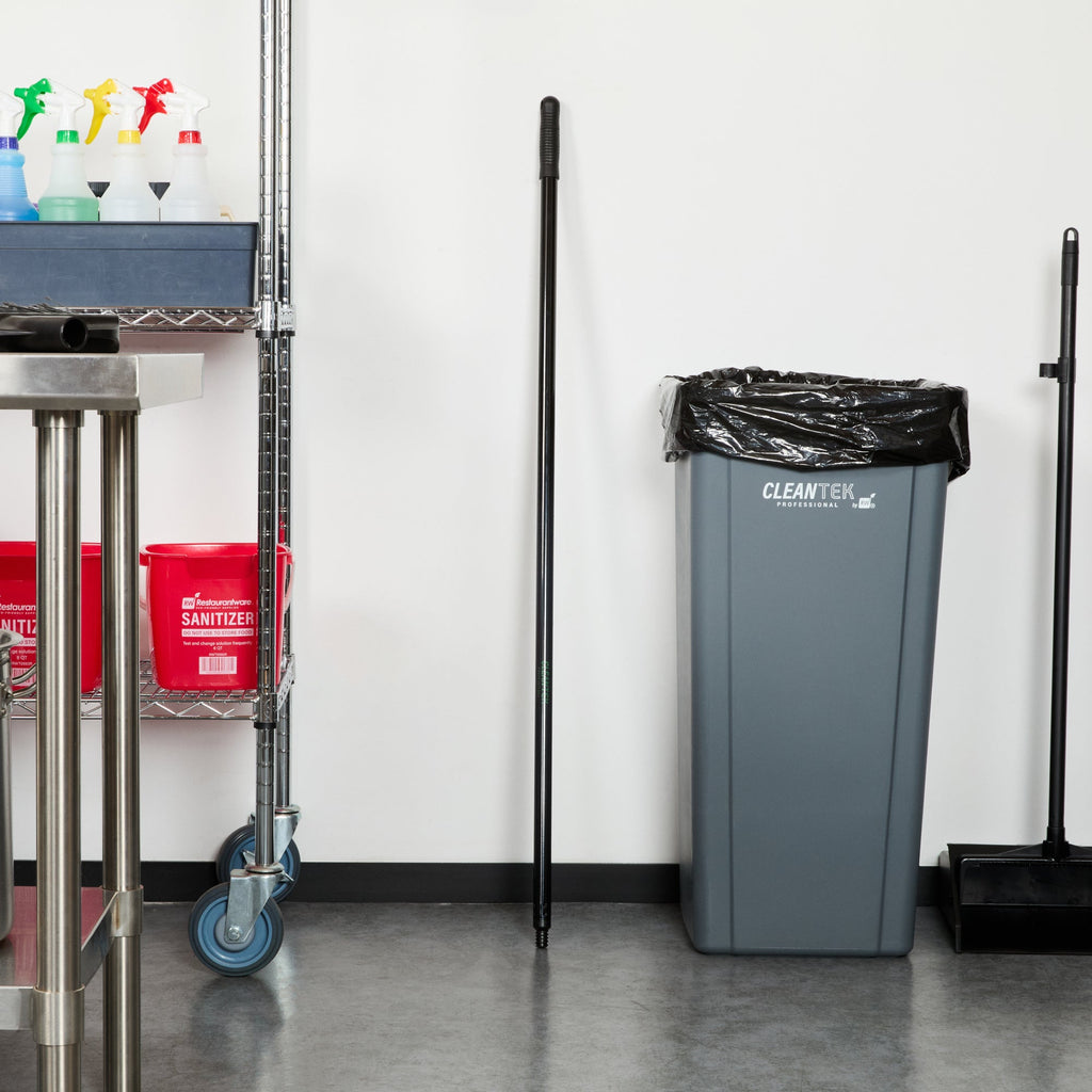 Clean Tek Professional Black Steel Wide Angled Broom Handle - Threaded - 48" - 1 count box
