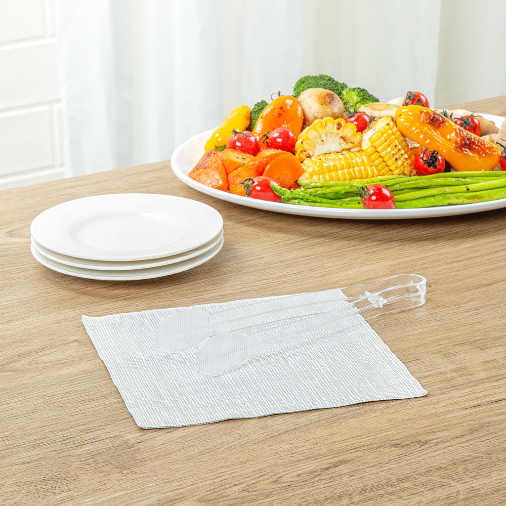 Cater Tek Clear Plastic Tongs - Ridged - 9" - 100 count box