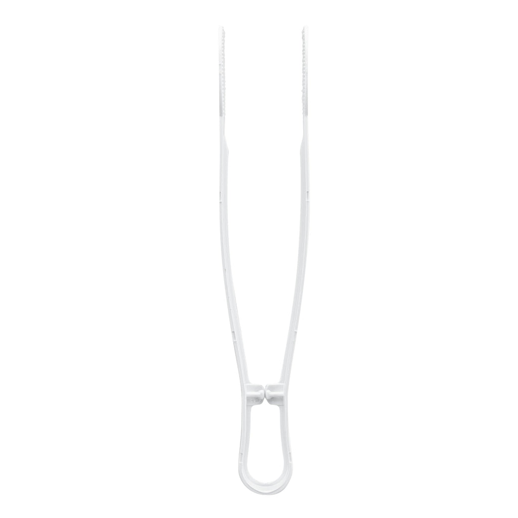 Cater Tek White Plastic Tongs - Ridged - 9" - 100 count box