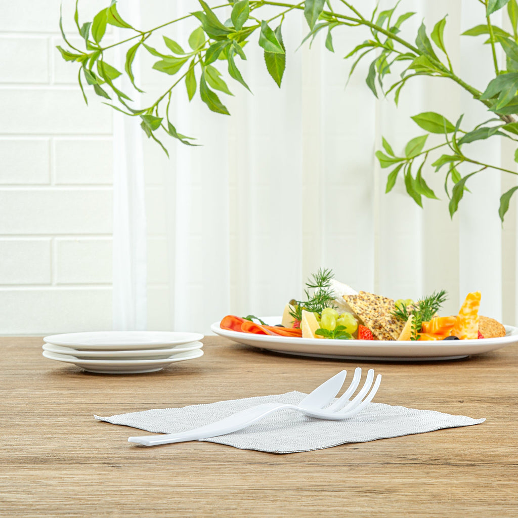 Cater Tek White Plastic Serving Fork - 8 1/2" - 10 count box