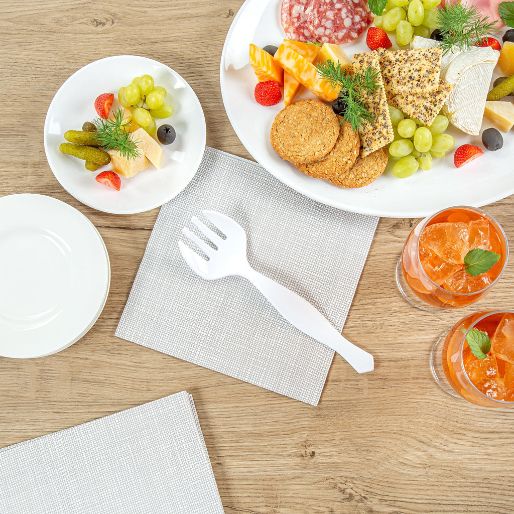 Cater Tek White Plastic Serving Fork - 8 1/2" - 10 count box