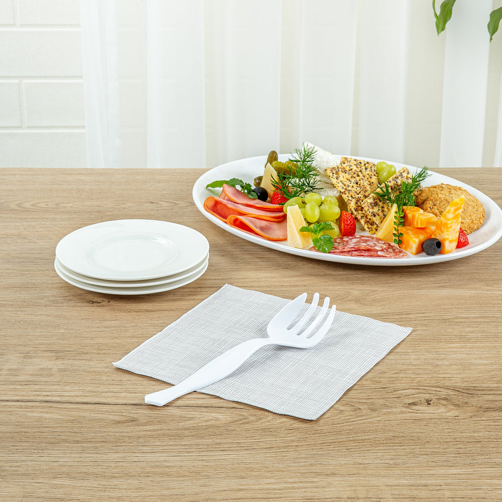 Cater Tek White Plastic Serving Fork - 8 1/2" - 10 count box