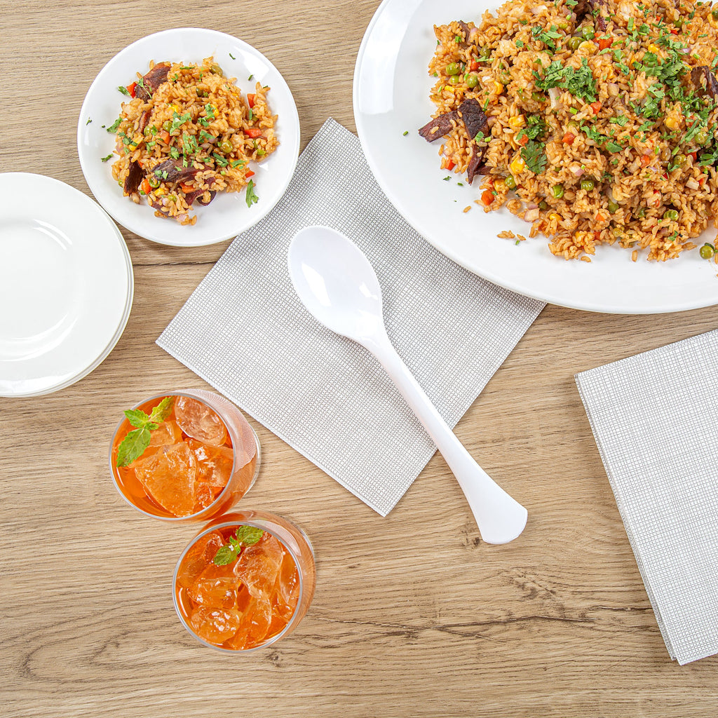 Cater Tek White Plastic Serving Spoon - 9 3/4" - 10 count box