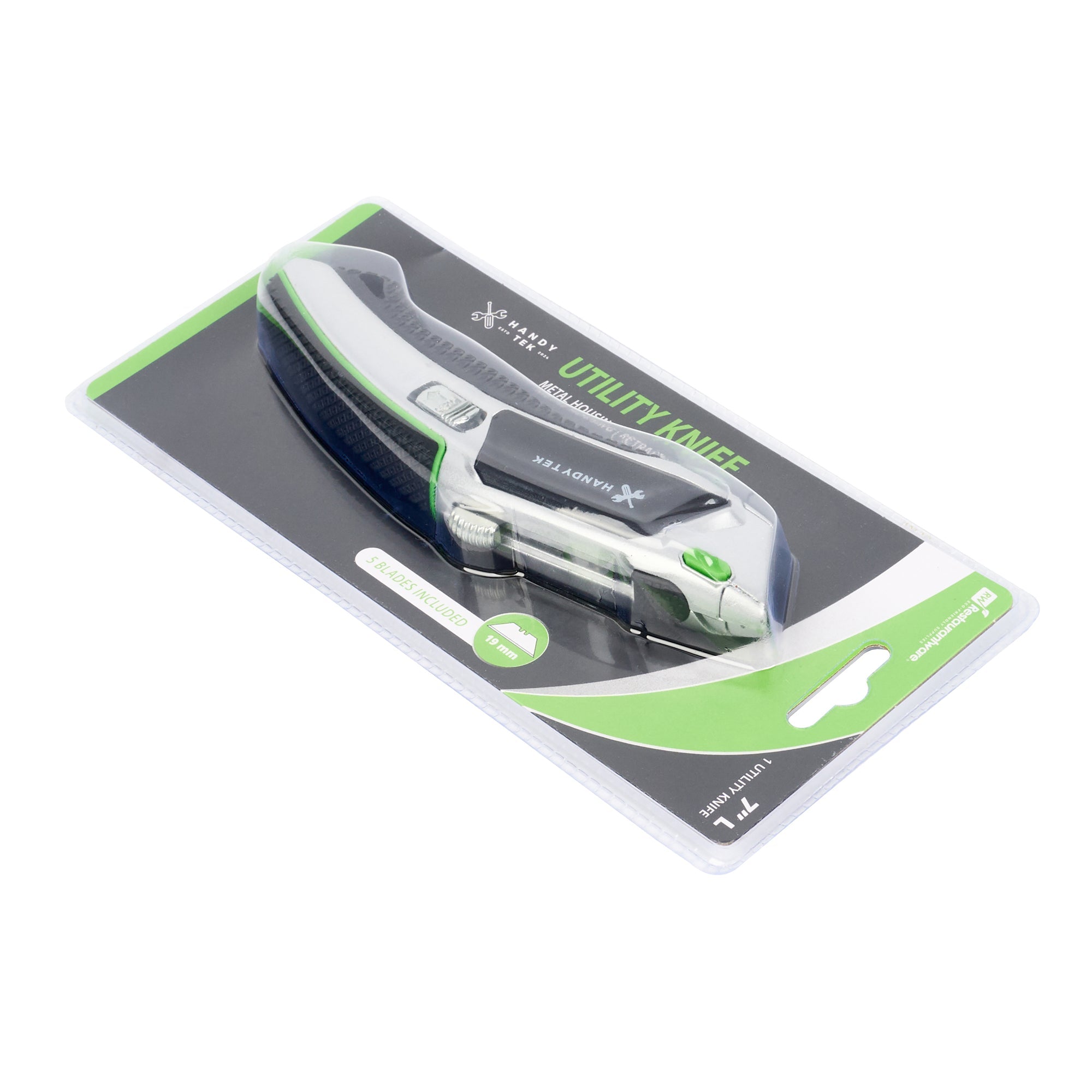 Handy Tek Silver Auto-Loading Utility Knife - Quick Change, Heavy Duty - 7" - 1 count box