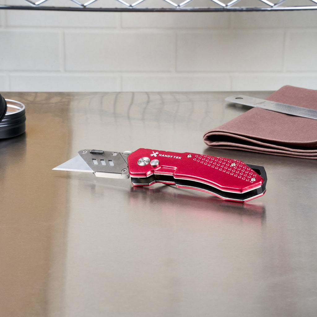 Handy Tek Red Folding Utility Knife - Quick Change, Lock Back, Heavy Duty - 6 3/4" - 1 count box
