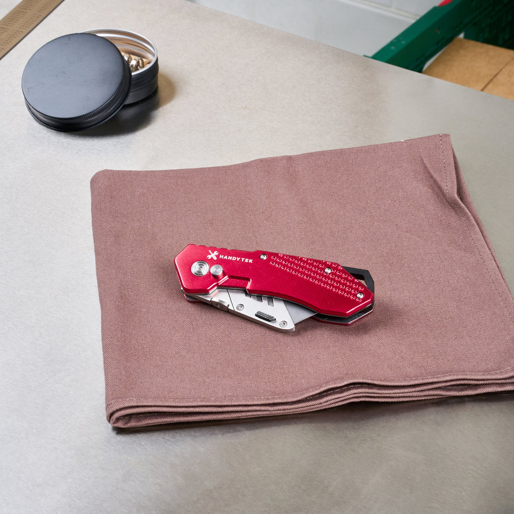 Handy Tek Red Folding Utility Knife - Quick Change, Lock Back, Heavy Duty - 6 3/4" - 6 count box