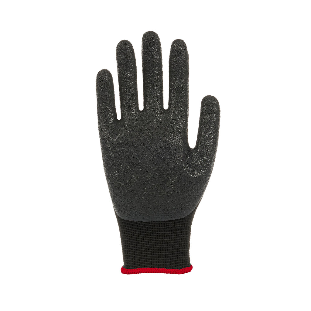 Life Protector Black Nylon Small Work Gloves - with Crinkle Latex Palm Coating - Pair - 10 count box