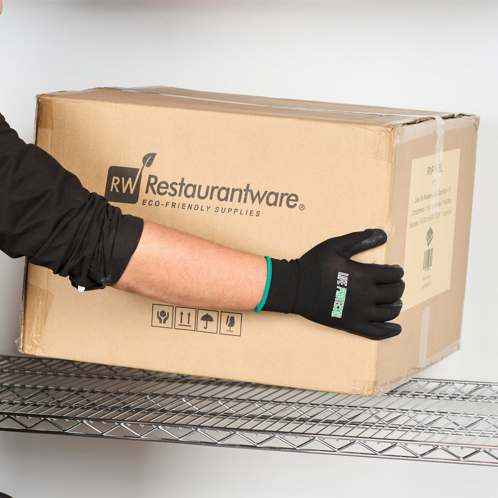 Life Protector Black Nylon Medium Work Gloves - with Crinkle Latex Palm Coating - Pair - 10 count box
