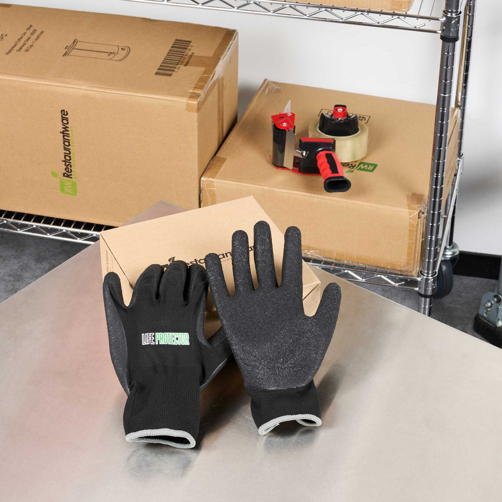 Life Protector Black Nylon Extra Large Work Gloves - with Crinkle Latex Palm Coating - Pair - 1 count box