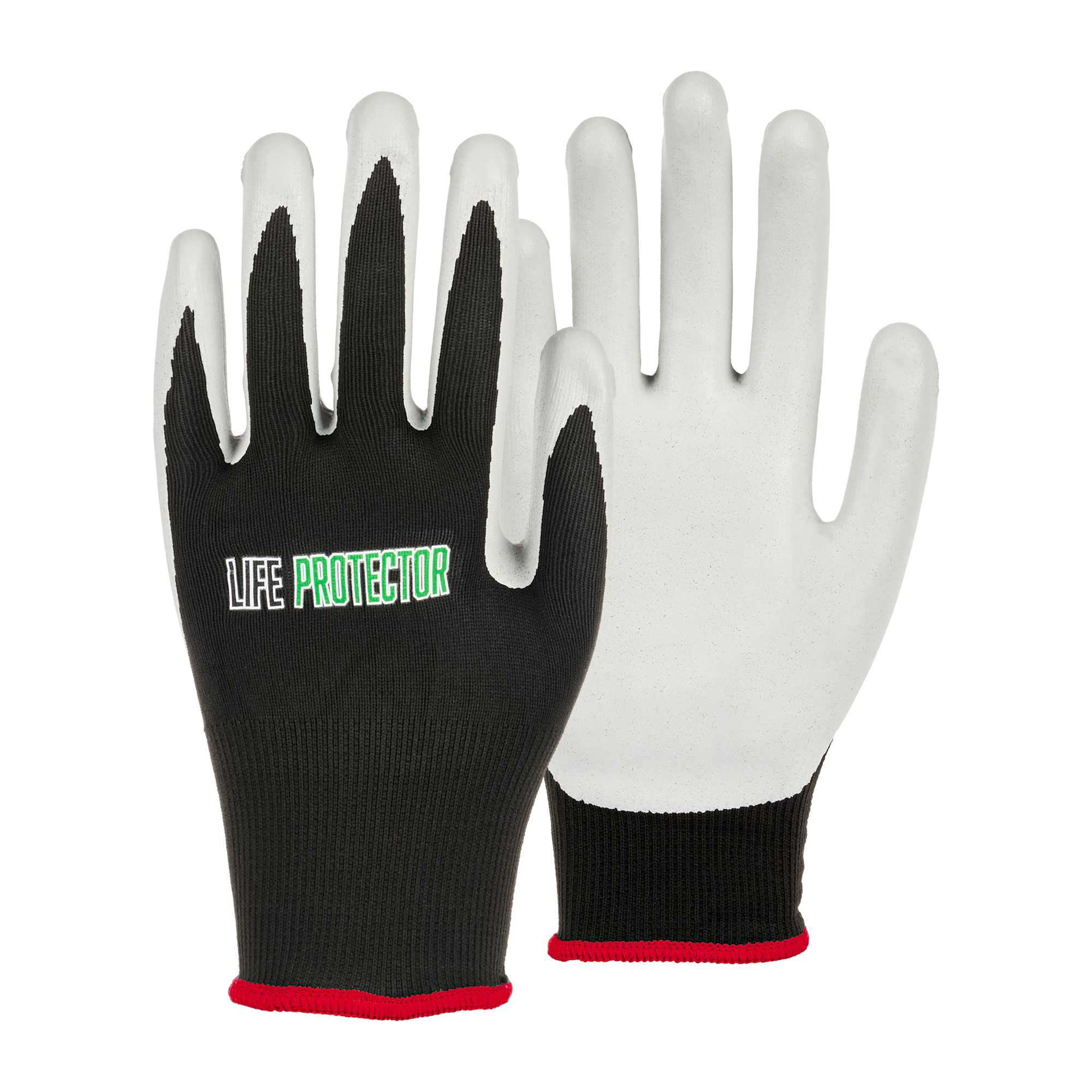Life Protector Black Nylon Small Work Gloves - with Foam Nitrile Palm Coating - Pair - 1 count box
