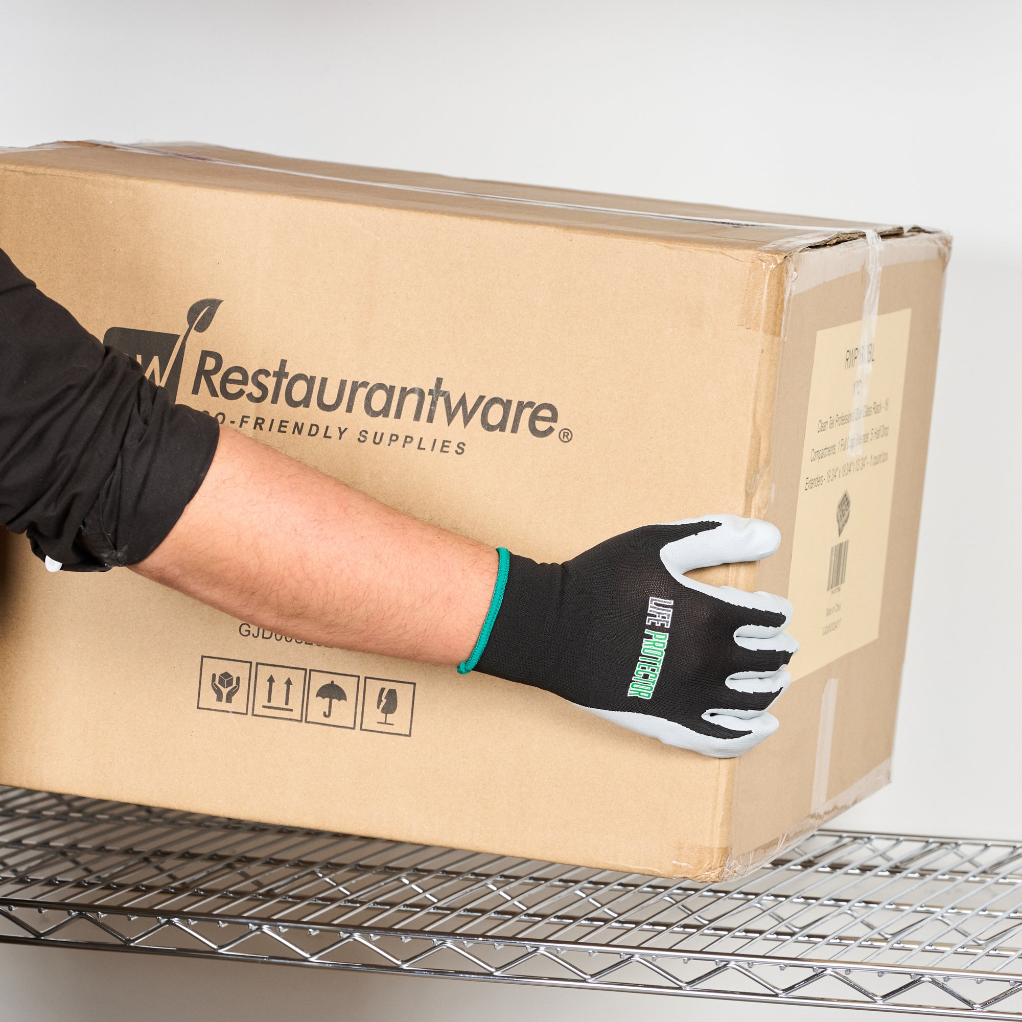 Life Protector Black Nylon Medium Work Gloves - with Foam Nitrile Palm Coating - Pair - 10 count box