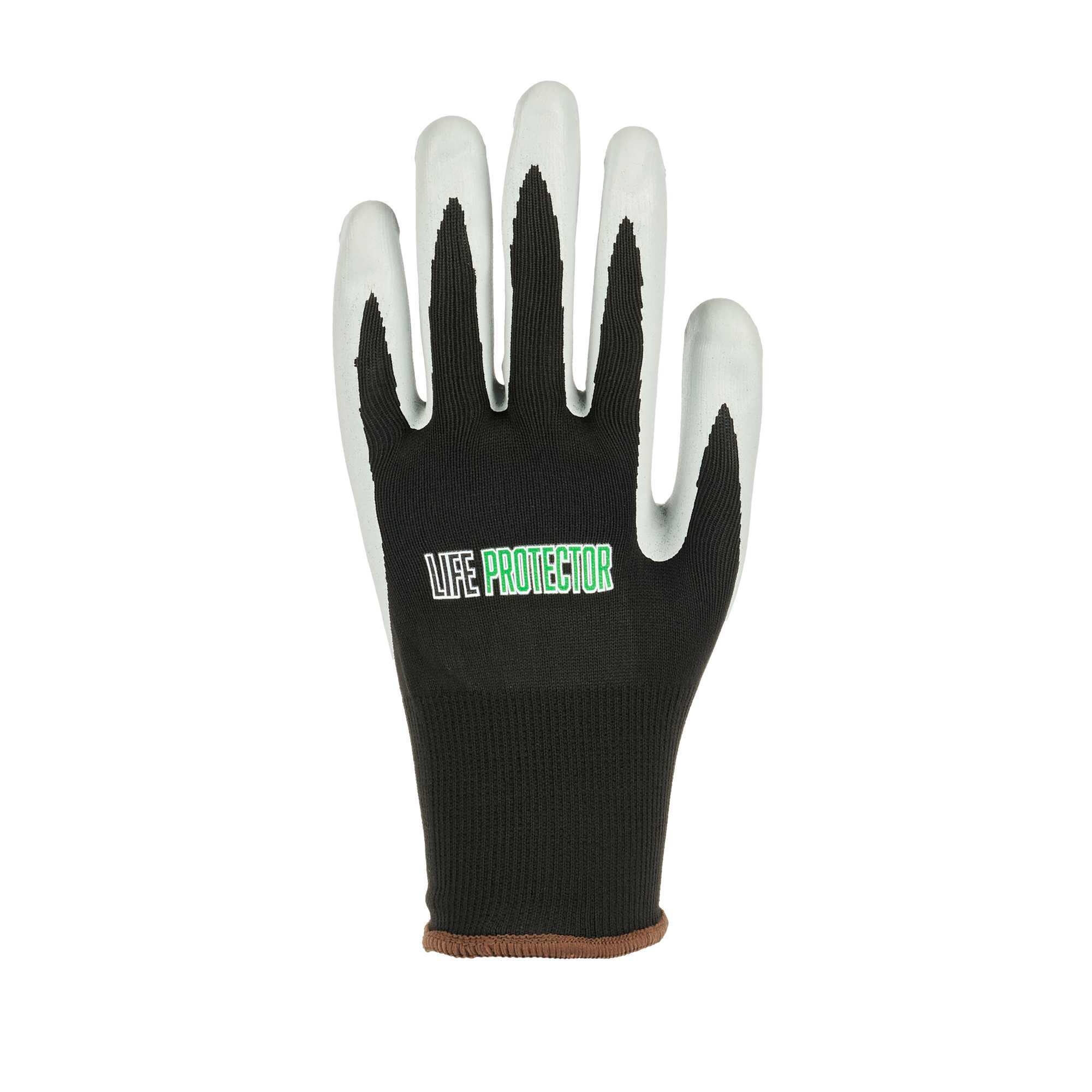 Life Protector Black Nylon Large Work Gloves - with Foam Nitrile Palm Coating - Pair - 1 count box