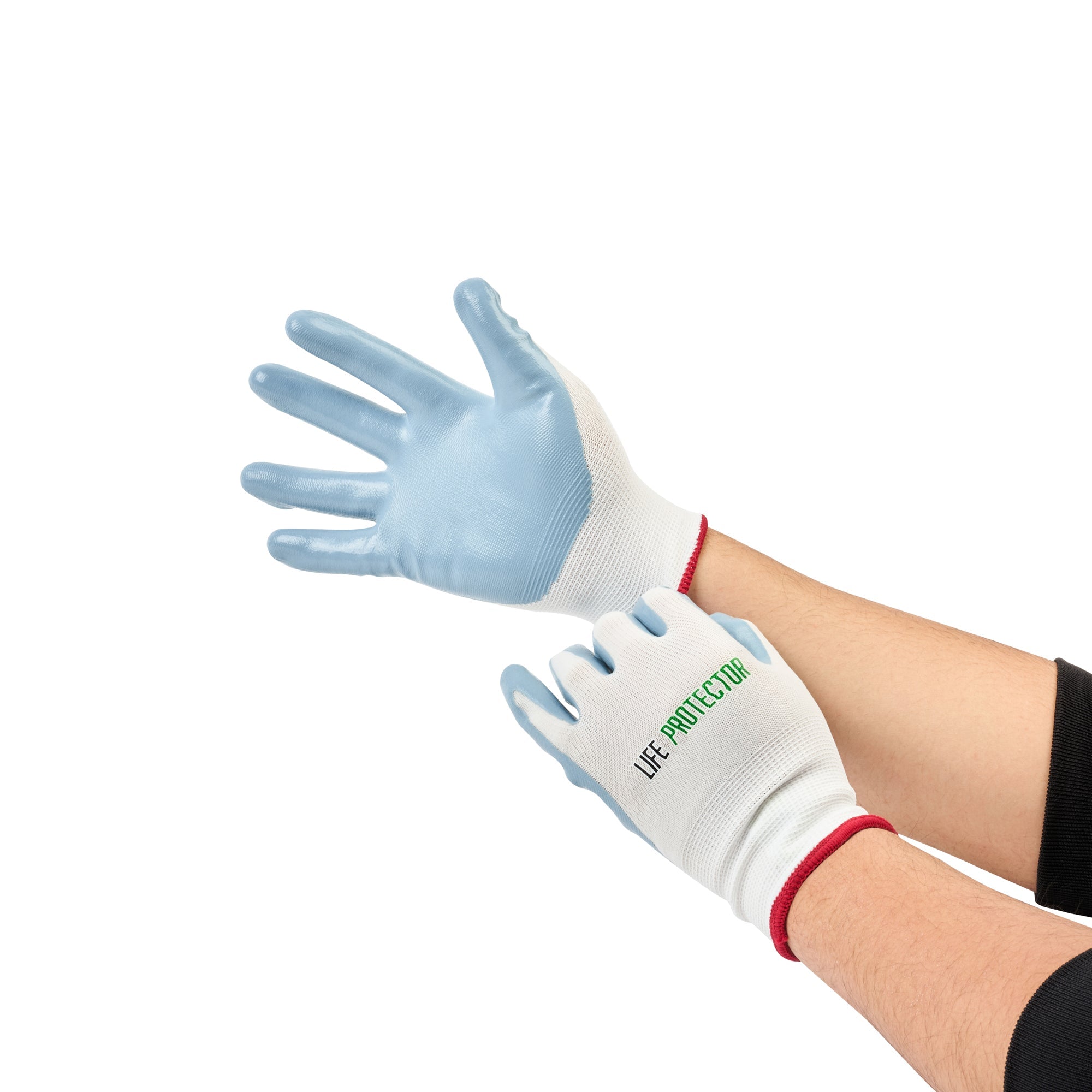 Life Protector White Nylon Small Work Gloves - with Flat Nitrile Palm Coating - Pair - 10 count box