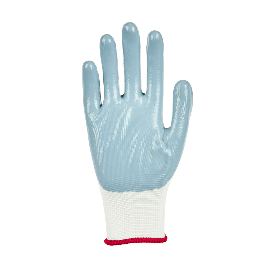 Life Protector White Nylon Small Work Gloves - with Flat Nitrile Palm Coating - Pair - 10 count box