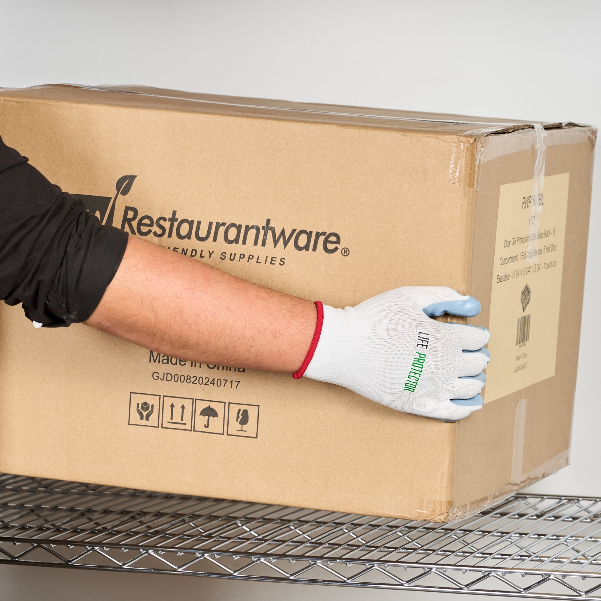 Life Protector White Nylon Small Work Gloves - with Flat Nitrile Palm Coating - Pair - 10 count box
