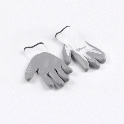 Life Protector White Nylon Medium Work Gloves - with Flat Nitrile Palm Coating - Pair - 1 count box