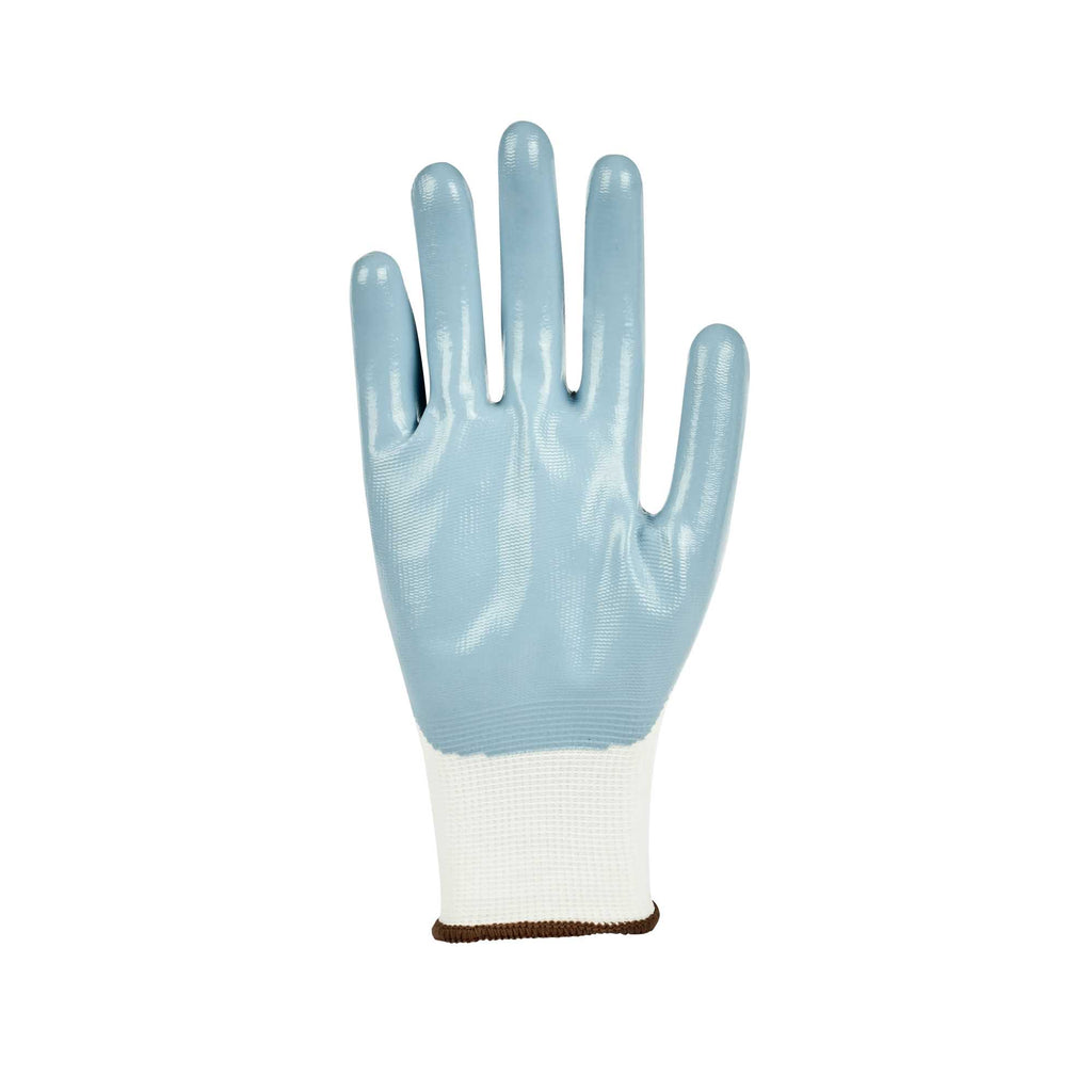 Life Protector White Nylon Large Work Gloves - with Flat Nitrile Palm Coating - Pair - 1 count box