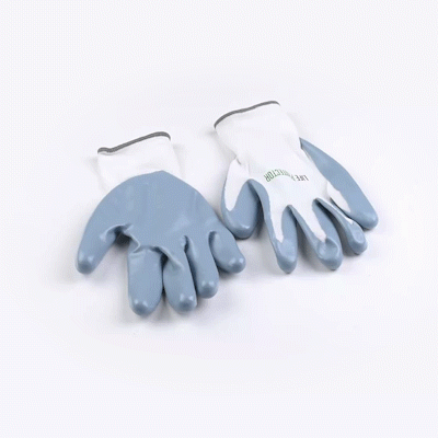 Life Protector White Nylon Extra Large Work Gloves - with Flat Nitrile Palm Coating - Pair - 10 count box