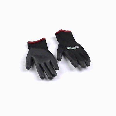 Life Protector Black Nylon Small Work Gloves - with Polyurethane Palm Coating - Pair - 10 count box