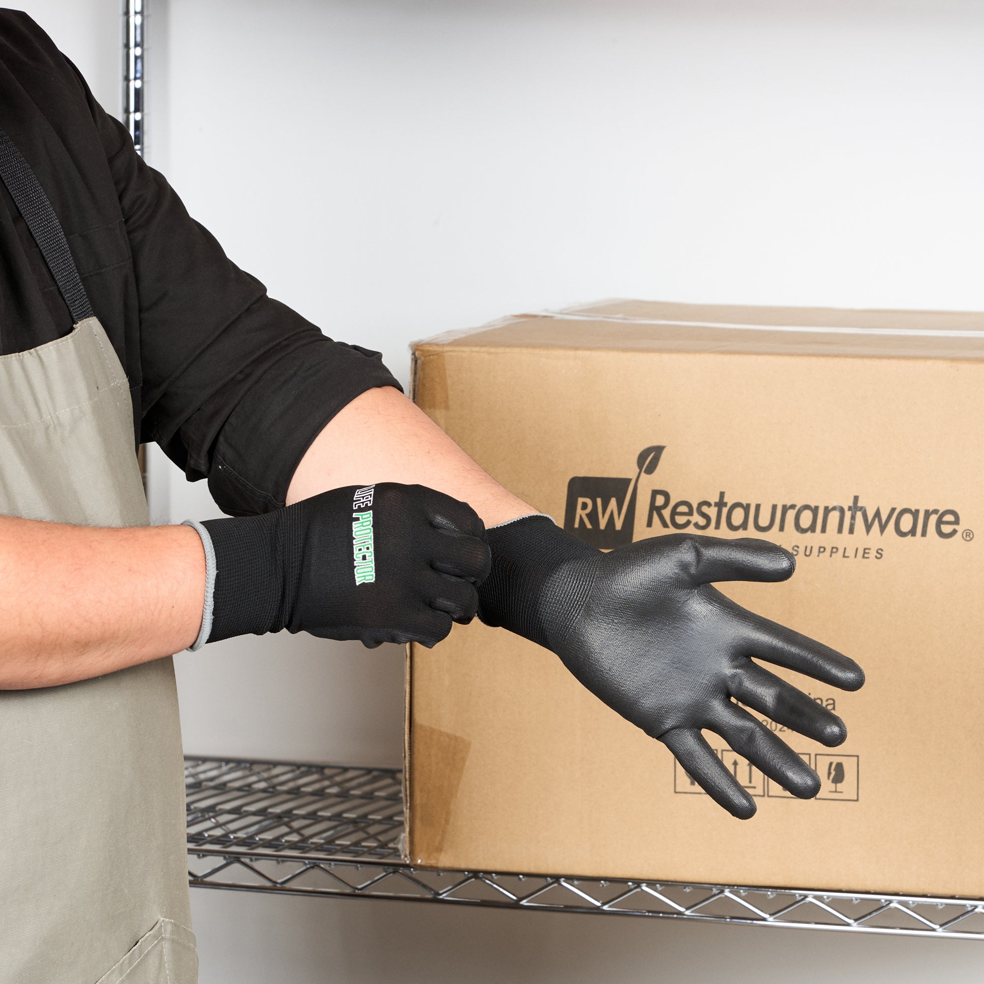 Life Protector Black Nylon Extra Large Work Gloves - with Polyurethane Palm Coating - Pair - 1 count box