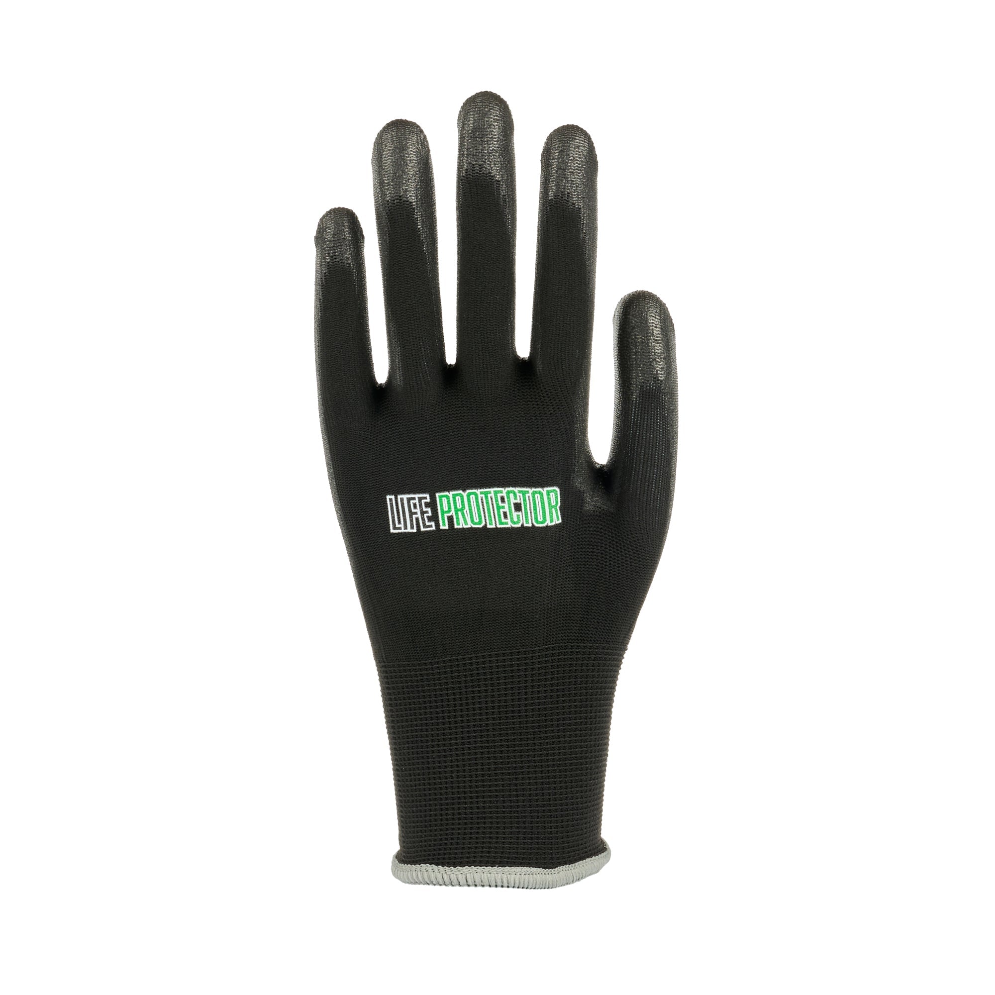 Life Protector Black Nylon Extra Large Work Gloves - with Polyurethane Palm Coating - Pair - 10 count box