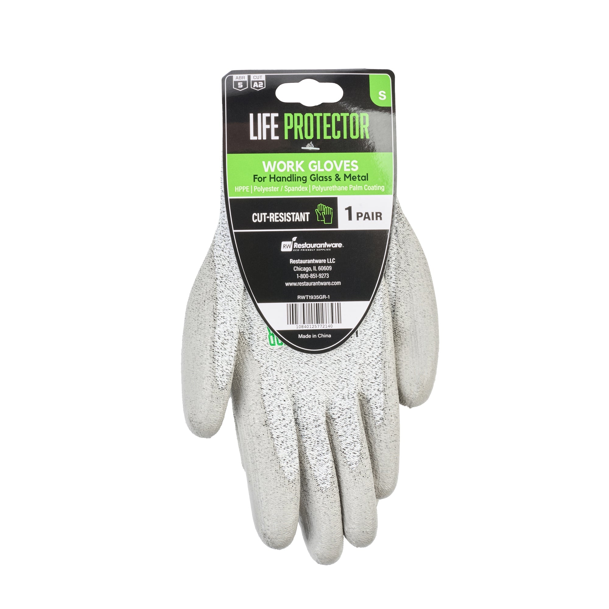 Life Protector Gray HPPE Polyester / Spandex Small Work Gloves - with Polyurethane Palm Coating, Cut-Resistant - Pair - 10 count box