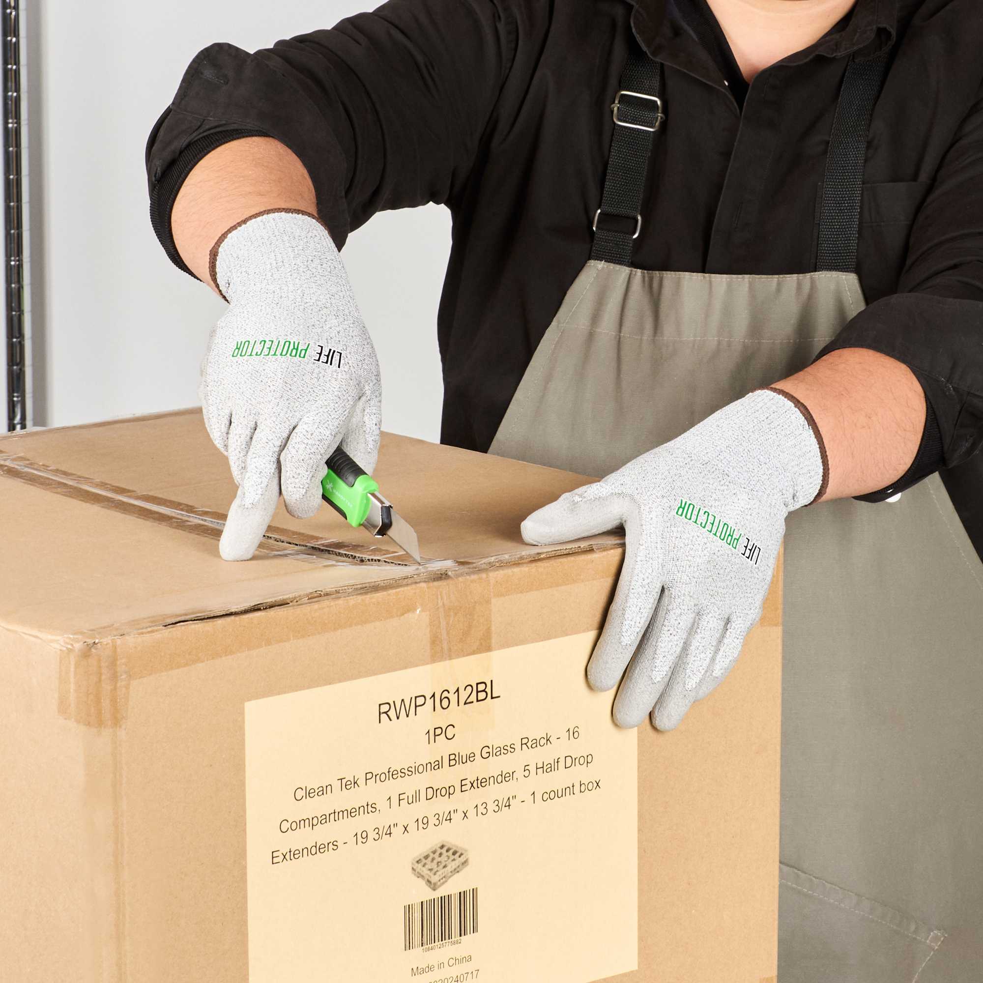 Life Protector Gray HPPE Polyester / Spandex Large Work Gloves - with Polyurethane Palm Coating, Cut-Resistant - Pair - 1 count box