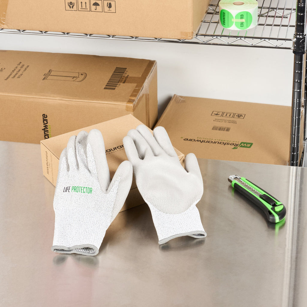Life Protector Gray HPPE Polyester / Spandex Extra Large Work Gloves - with Polyurethane Palm Coating, Cut-Resistant - Pair - 10 count box