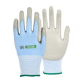 Life Protector Light Blue Diamond Blend Medium Work Gloves - with Foam Polyurethane Palm Coating, Cut-Resistant - Pair - 1 count box