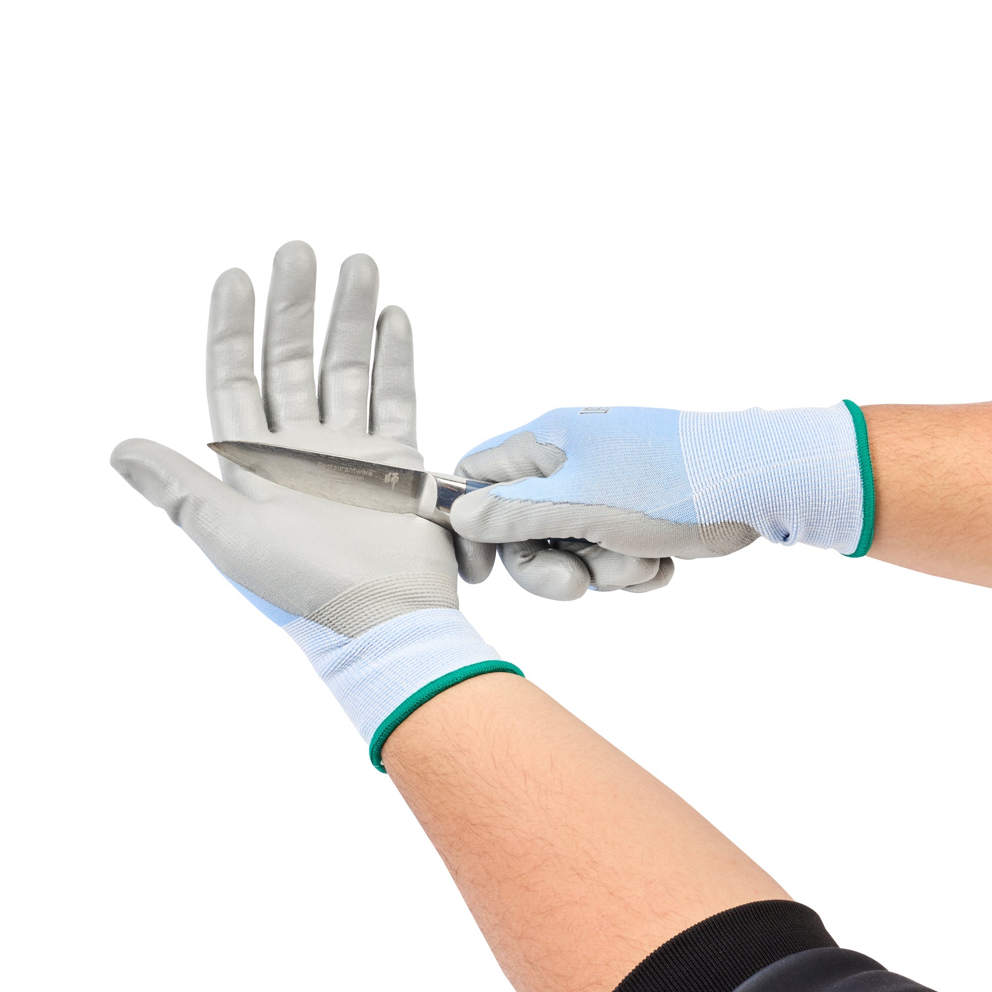 Life Protector Light Blue Diamond Blend Medium Work Gloves - with Foam Polyurethane Palm Coating, Cut-Resistant - Pair - 10 count box