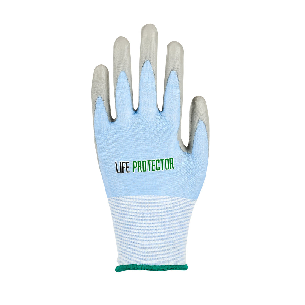 Life Protector Light Blue Diamond Blend Medium Work Gloves - with Foam Polyurethane Palm Coating, Cut-Resistant - Pair - 10 count box