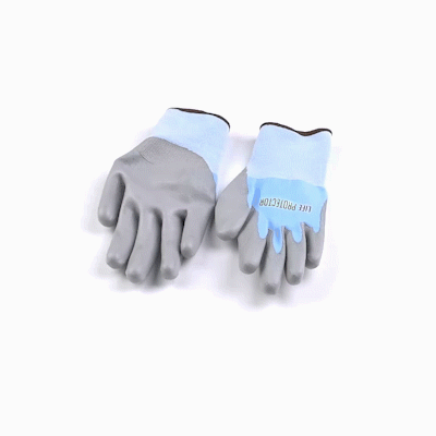Life Protector Light Blue Diamond Blend Large Work Gloves - with Foam Polyurethane Palm Coating, Cut-Resistant - Pair - 1 count box