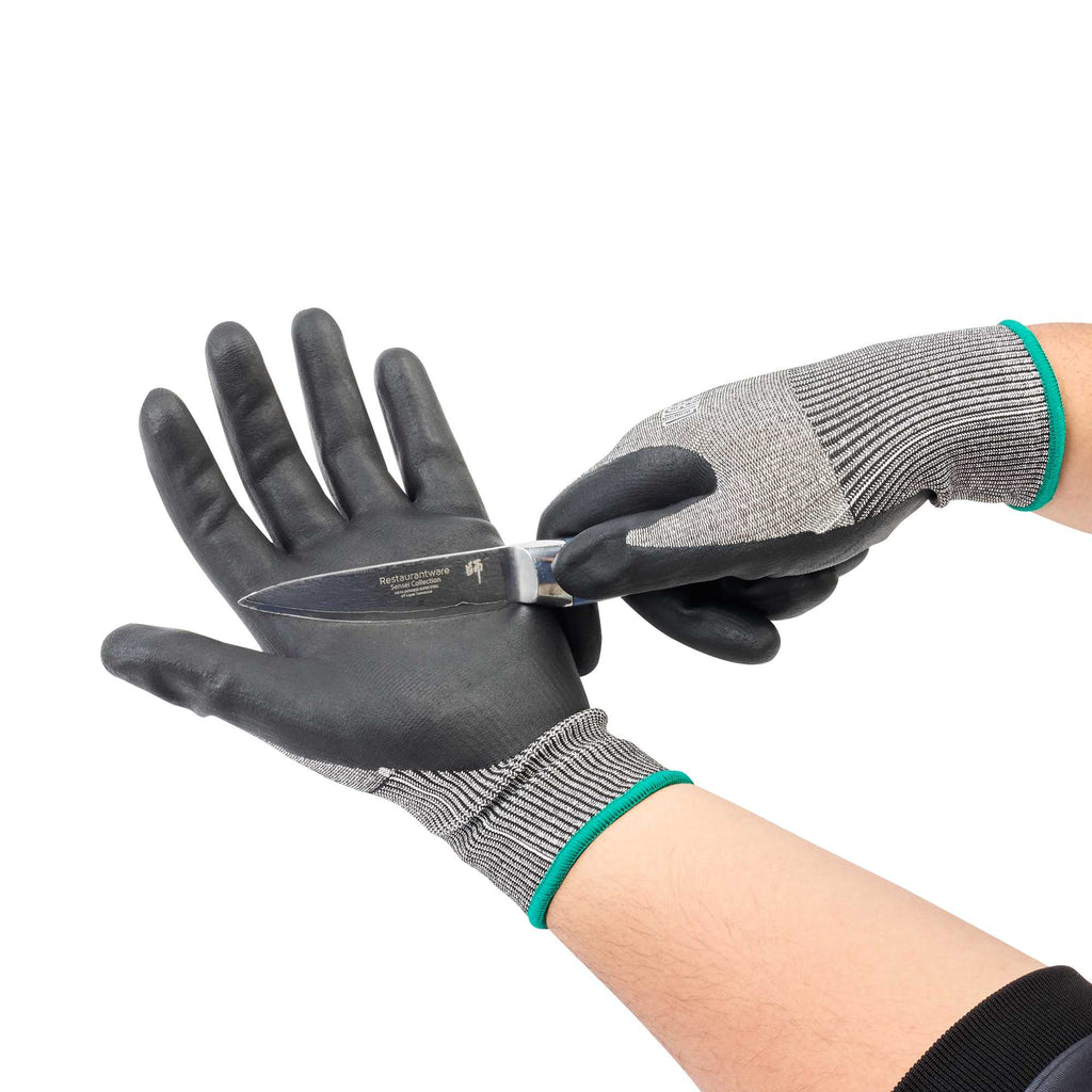 Life Protector Gray HPPE Polyester / Spandex Medium Work Gloves - Ultra-Thin Foam Nitrile Palm Coating, Cut-Resistant - Pair - 1 count box