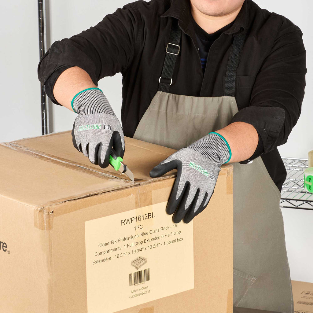 Life Protector Gray HPPE Polyester / Spandex Medium Work Gloves - Ultra-Thin Foam Nitrile Palm Coating, Cut-Resistant - Pair - 1 count box