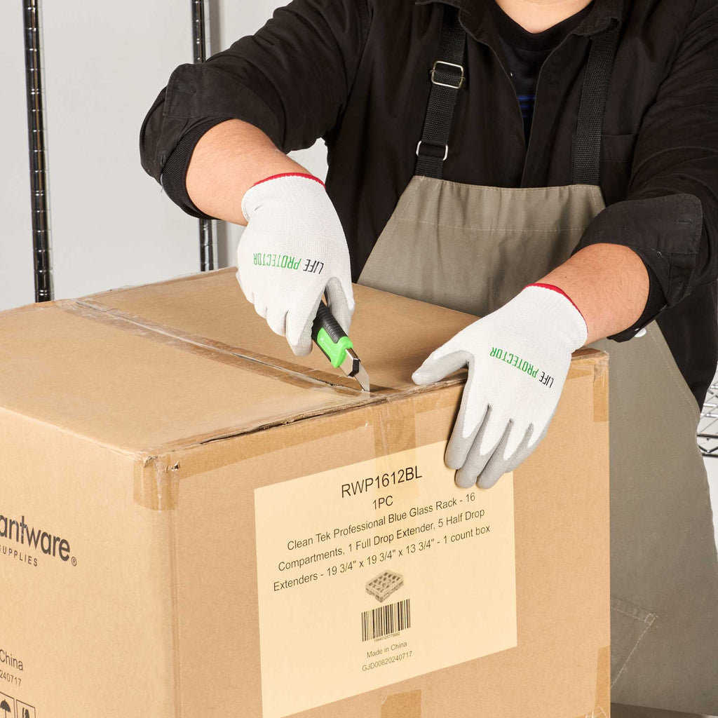 Life Protector White HPPE Polyester / Spandex Small Work Gloves - with Polyurethane Palm Coating, Cut-Resistant - Pair - 1 count box