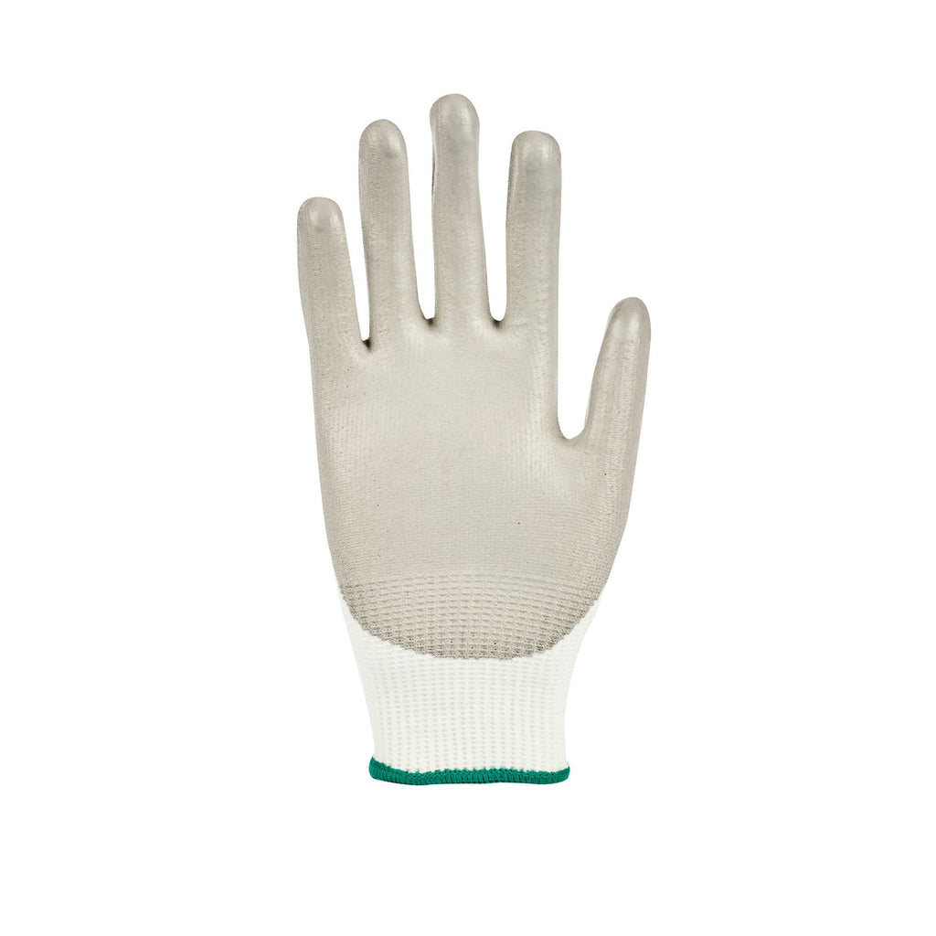 Life Protector White HPPE Polyester / Spandex Medium Work Gloves - with Polyurethane Palm Coating, Cut-Resistant - Pair - 1 count box