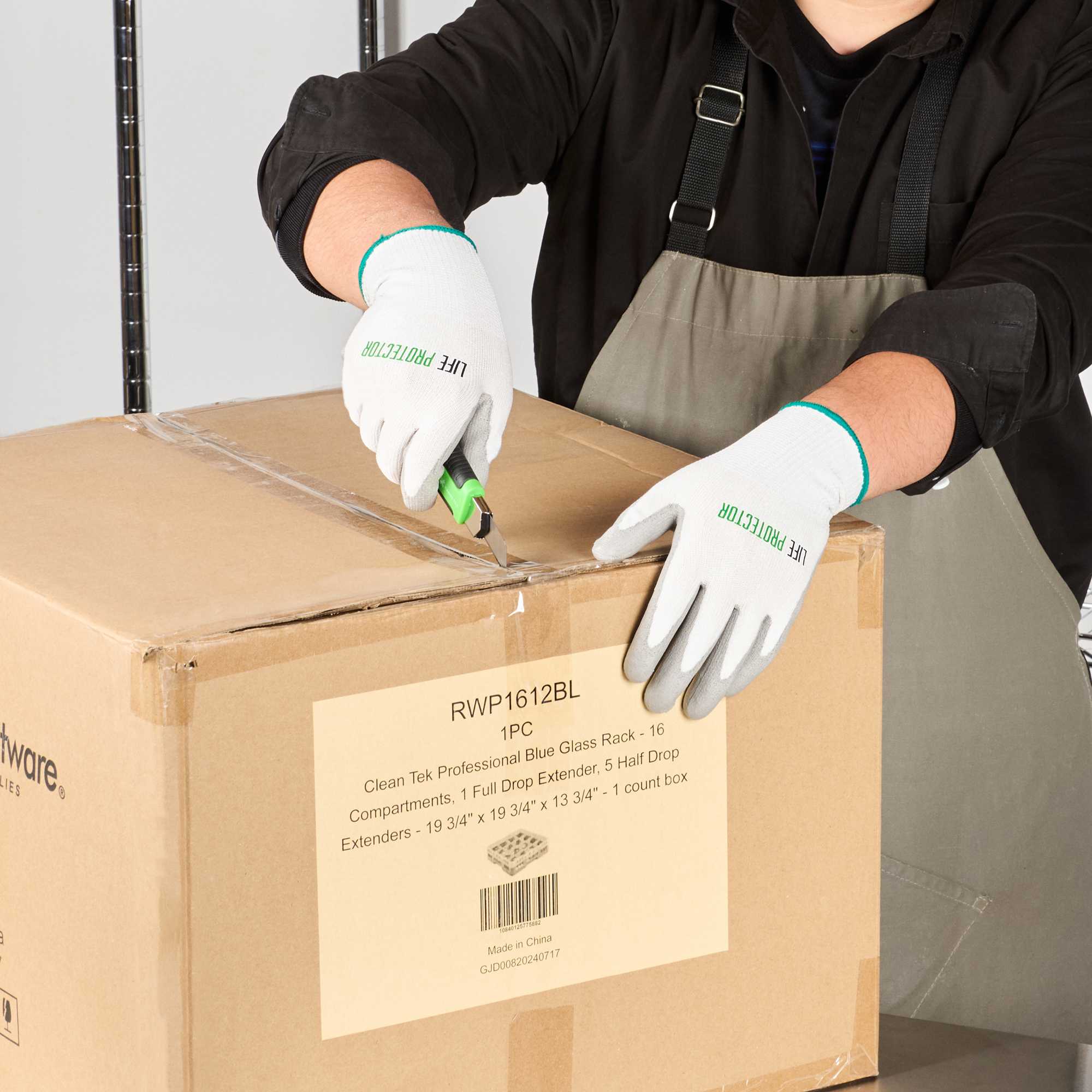 Life Protector White HPPE Polyester / Spandex Medium Work Gloves - with Polyurethane Palm Coating, Cut-Resistant - Pair - 1 count box