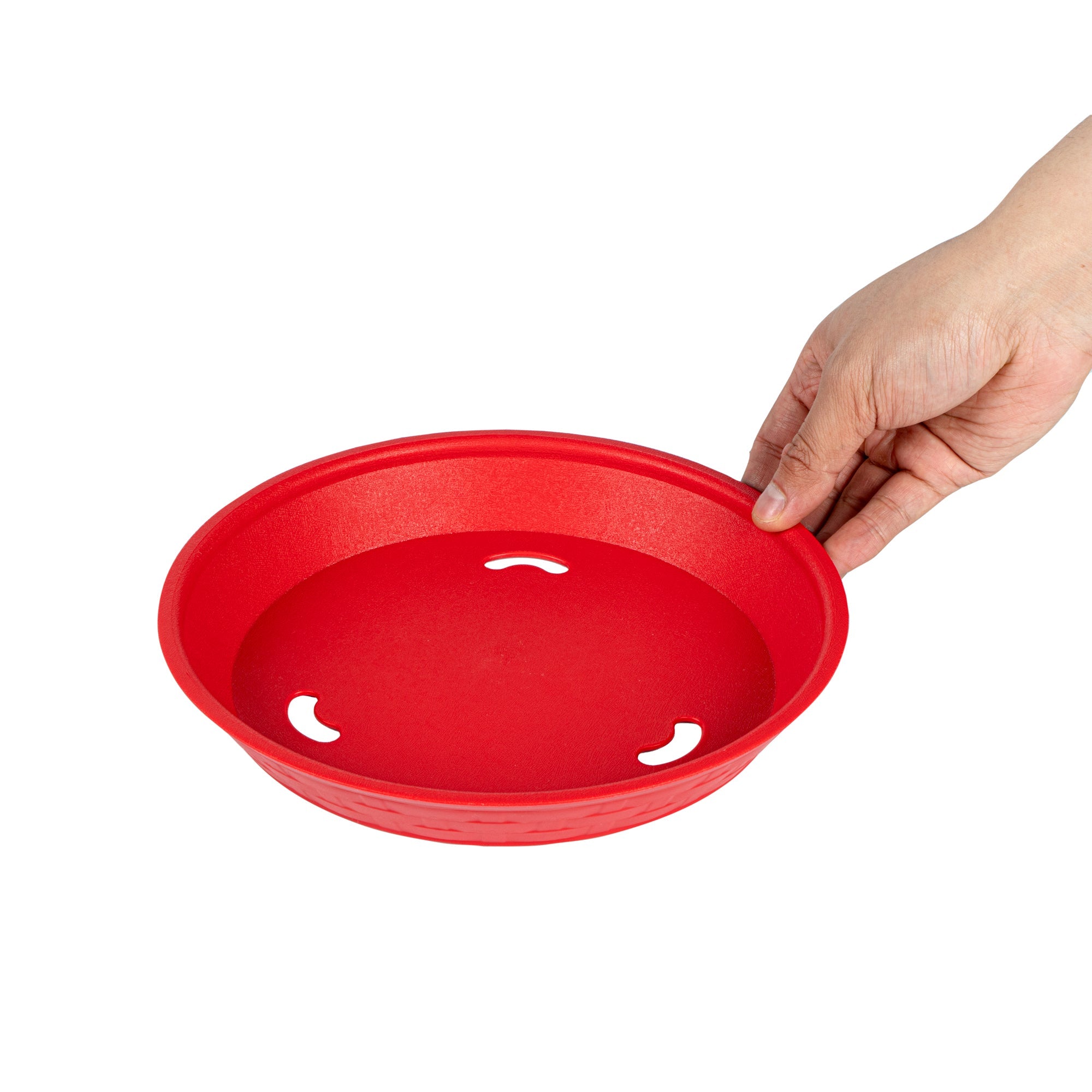 Chef 101 Round Red Plastic Diner Platter - 9" x 9" x 1 1/4" - 100 count box