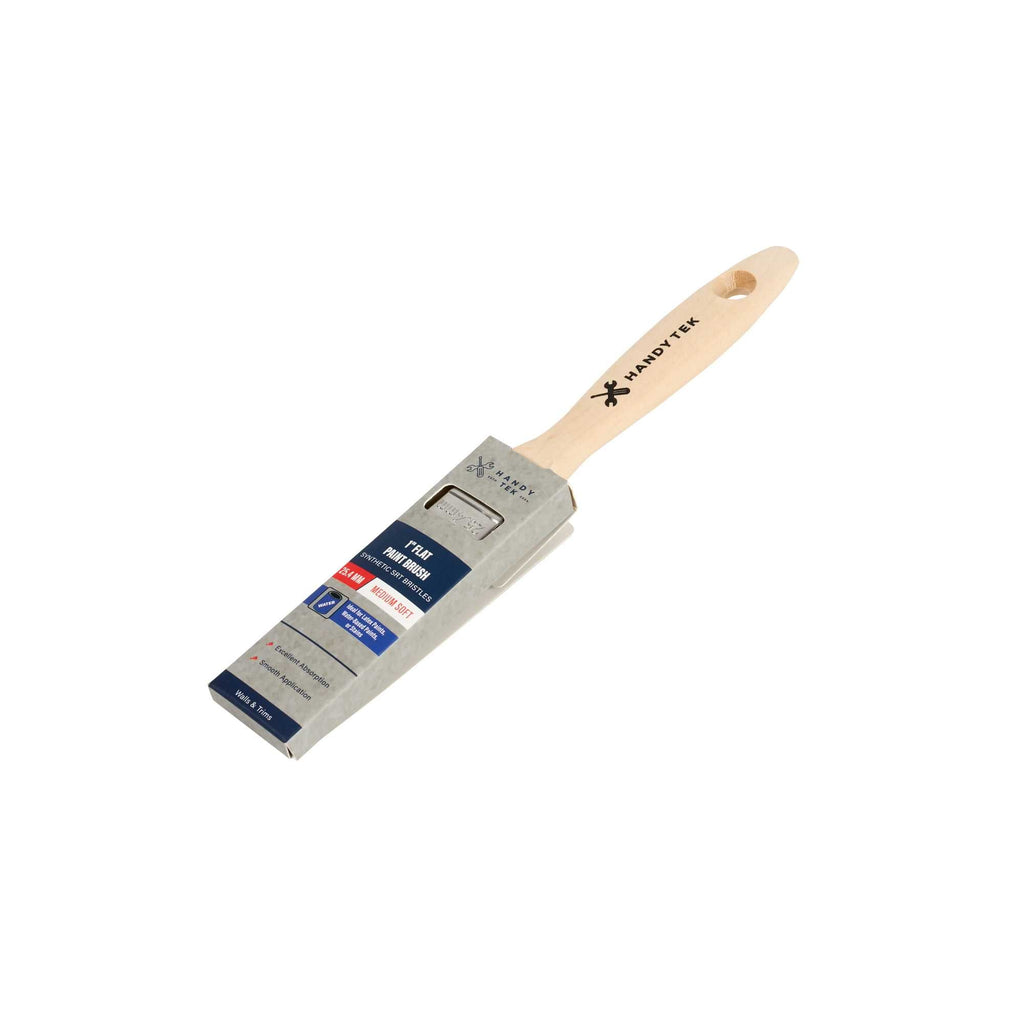 Handy Tek Synthetic Polyester Paint Brush - Flat, Beaver Tail - 1" - 1 count box