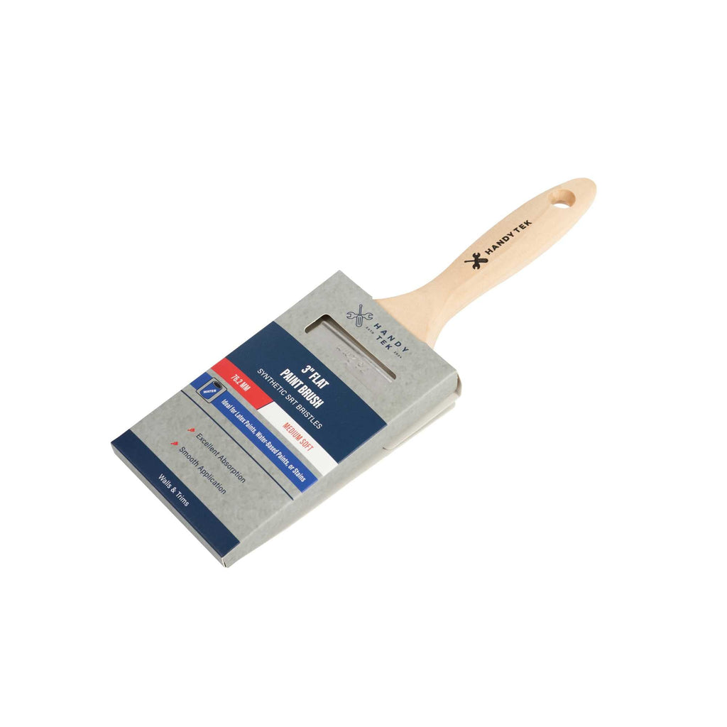 Handy Tek Synthetic Polyester Paint Brush - Flat, Beaver Tail - 3" - 1 count box